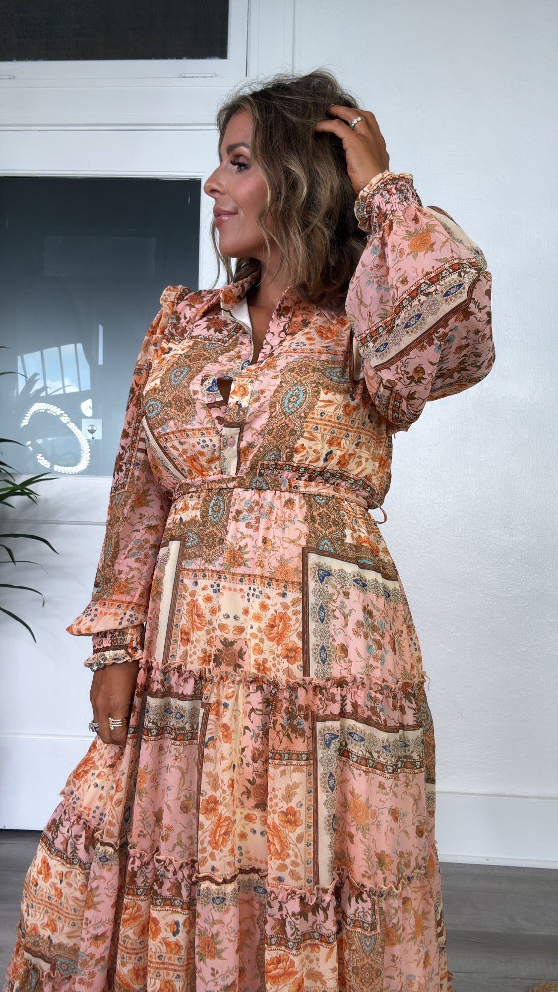 Golden Hour Button Down Midi Dress