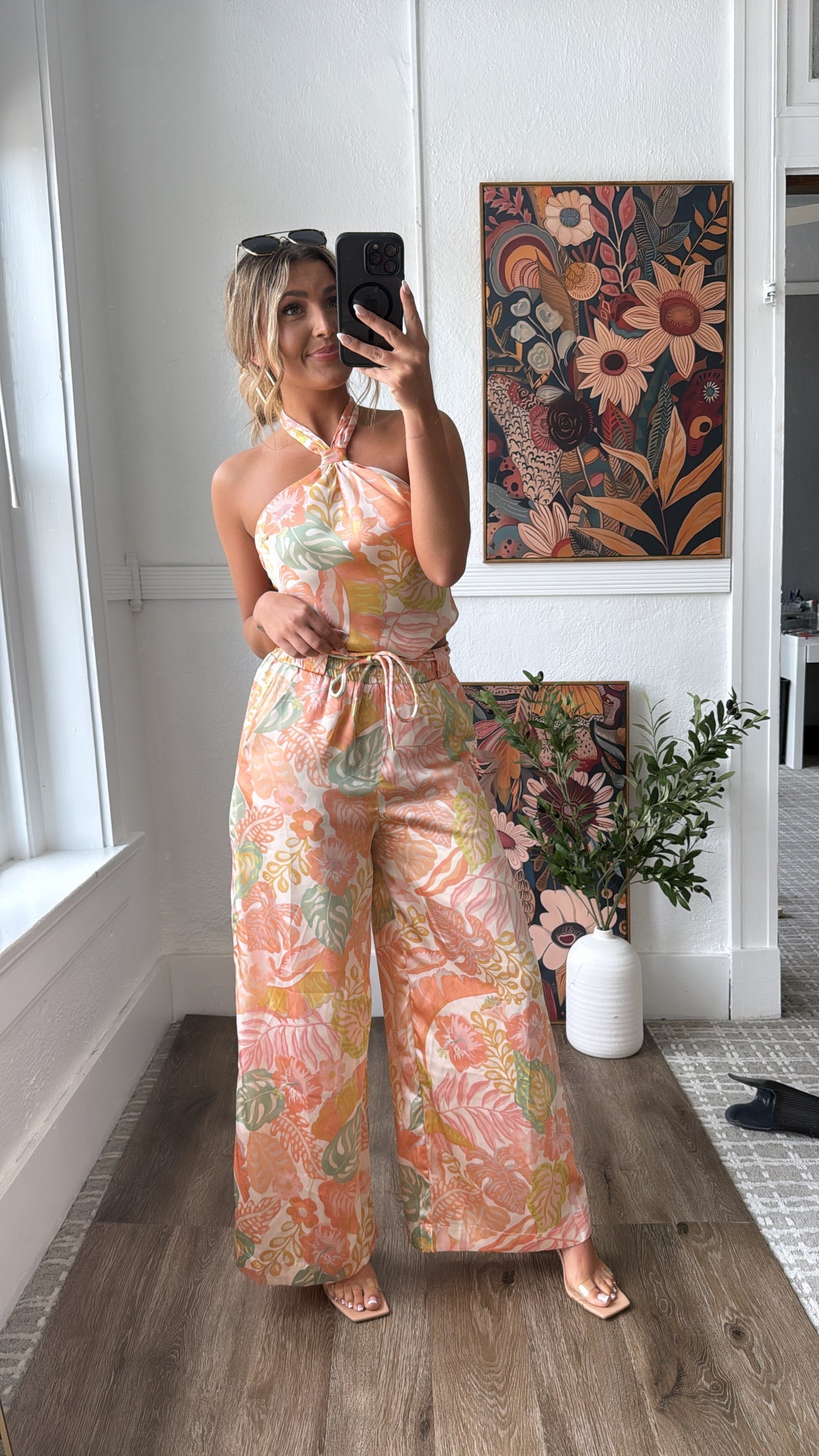 Isla Bloom Haltered Two Piece Set, Apricot Multi
