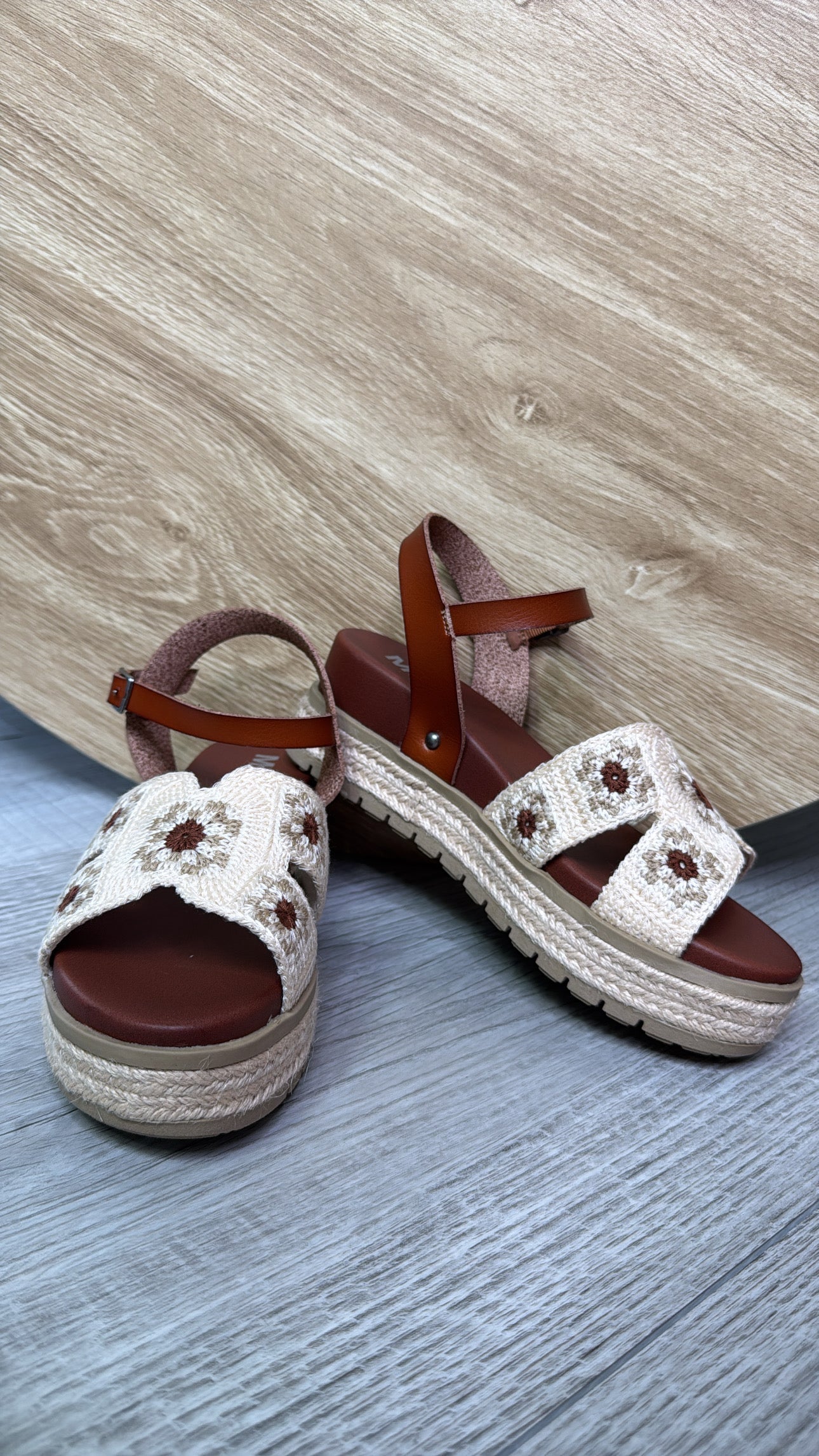Bethany Crochet Sandals, Brown