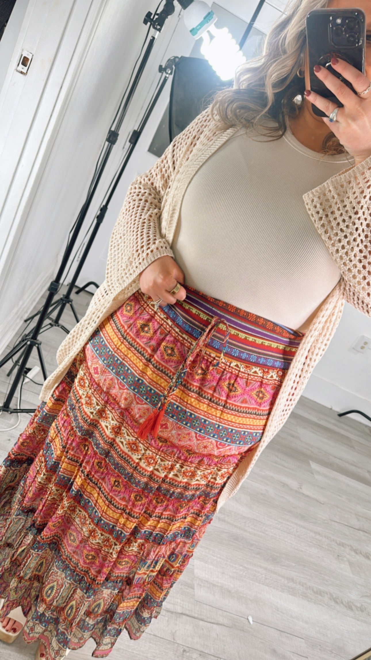 Brielle Boho Printed Maxi Skirt, Multi