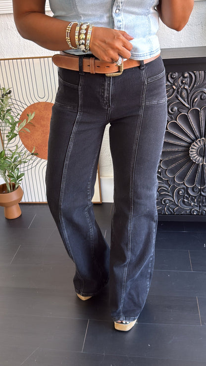 Duke Mid Rise Black Denim, Risen