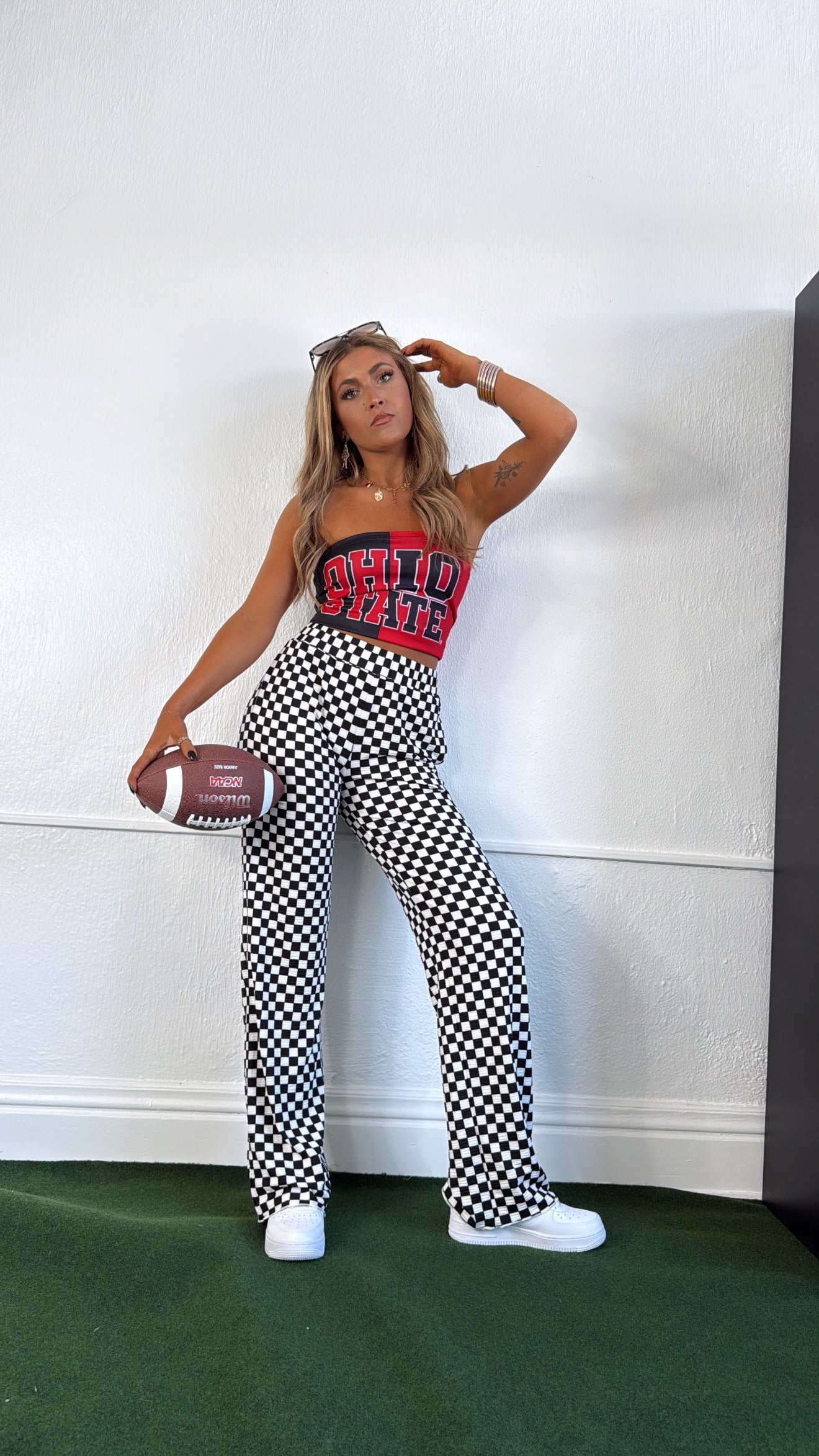 ECB Exclusive : Kickin' It Checkered Pant, White/Black