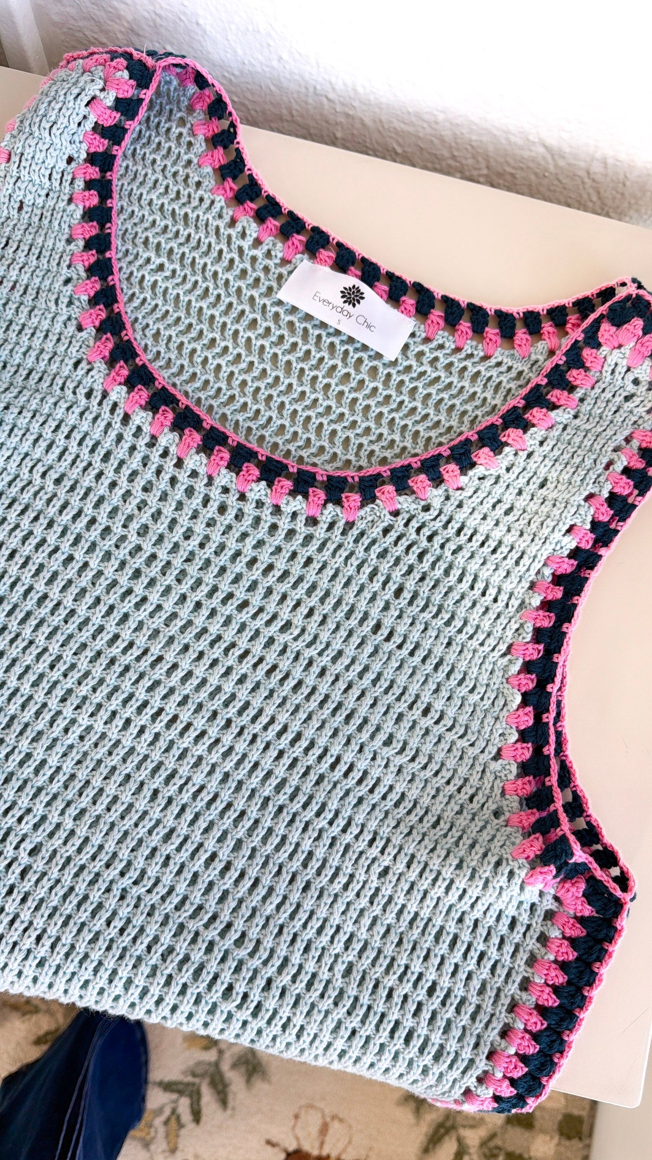 Crochet Dreams Tank Top, Powder Blue