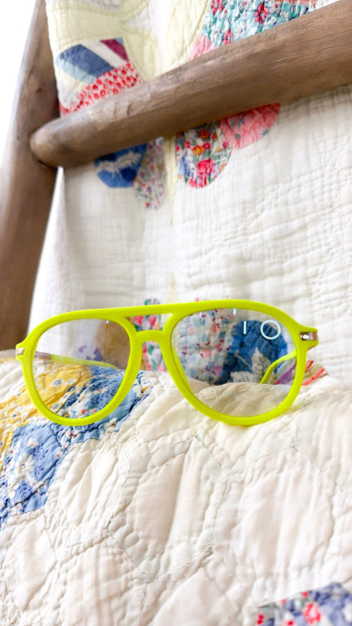 Mykonos BlueLight Velvet Glasses, Neon Green