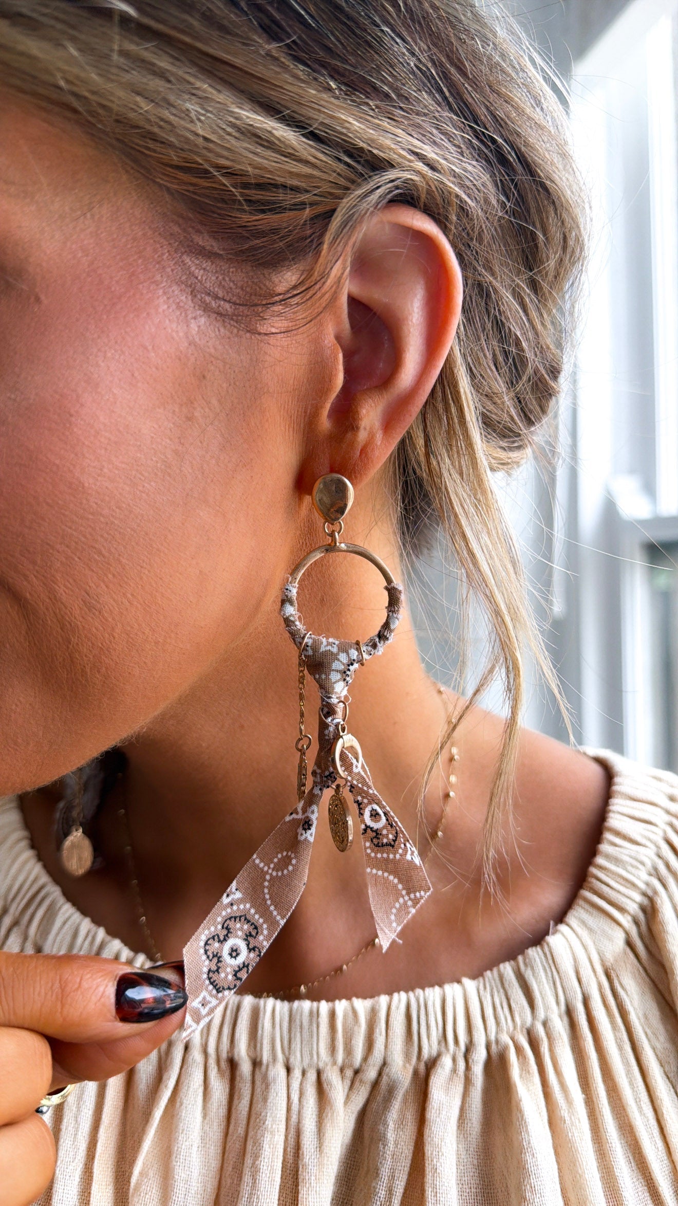 Charmed Scarf Earring, Brown