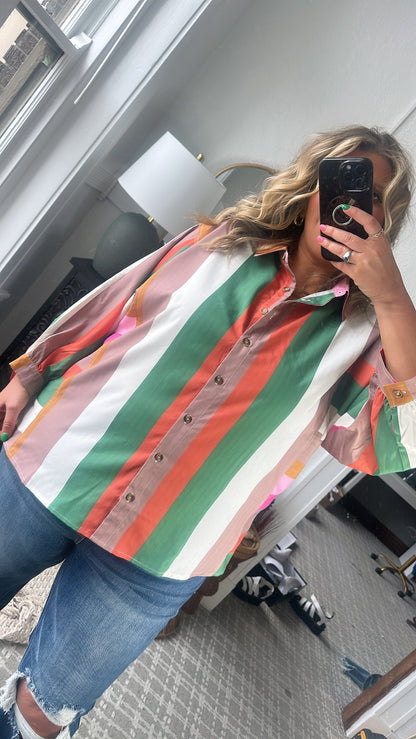 All Retro Multi Color Striped Top