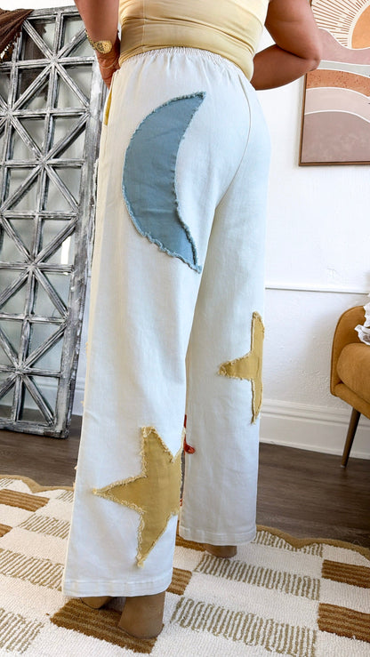 Golden Sun Designed Pants, Ivory