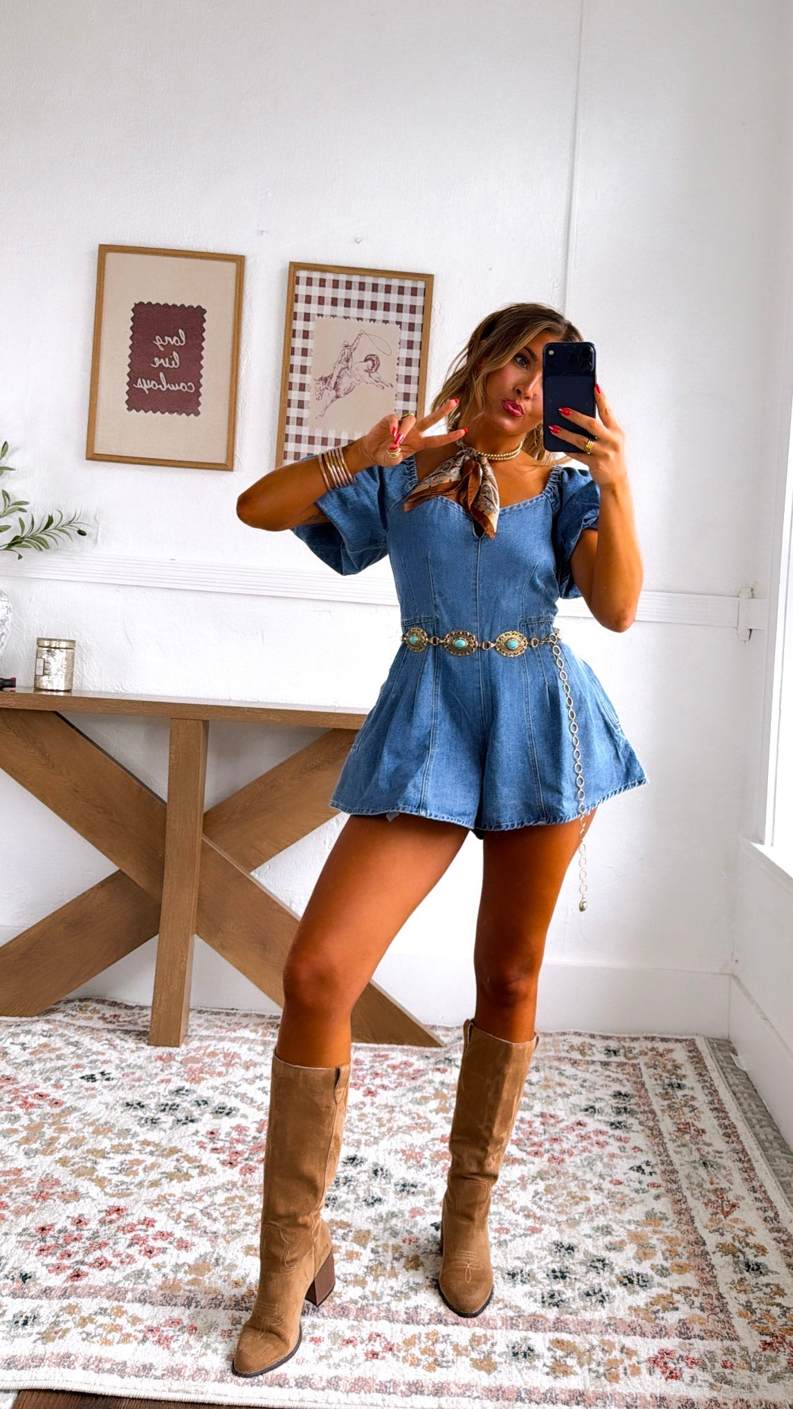 Ocean Pearl Bubble Denim Romper, Denim