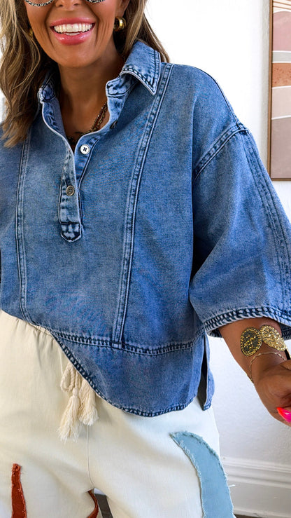 Bluebird Denim Top, Blue Denim