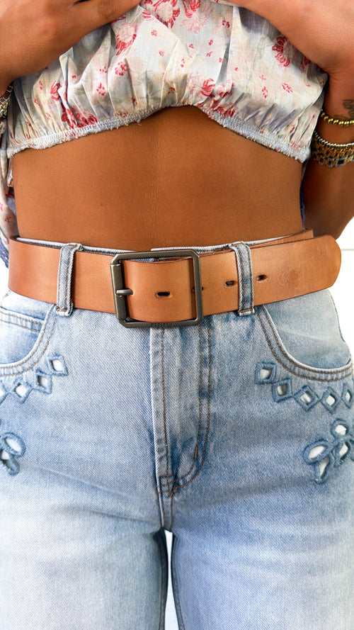 Hobo Leather Belt, Tan Rustic