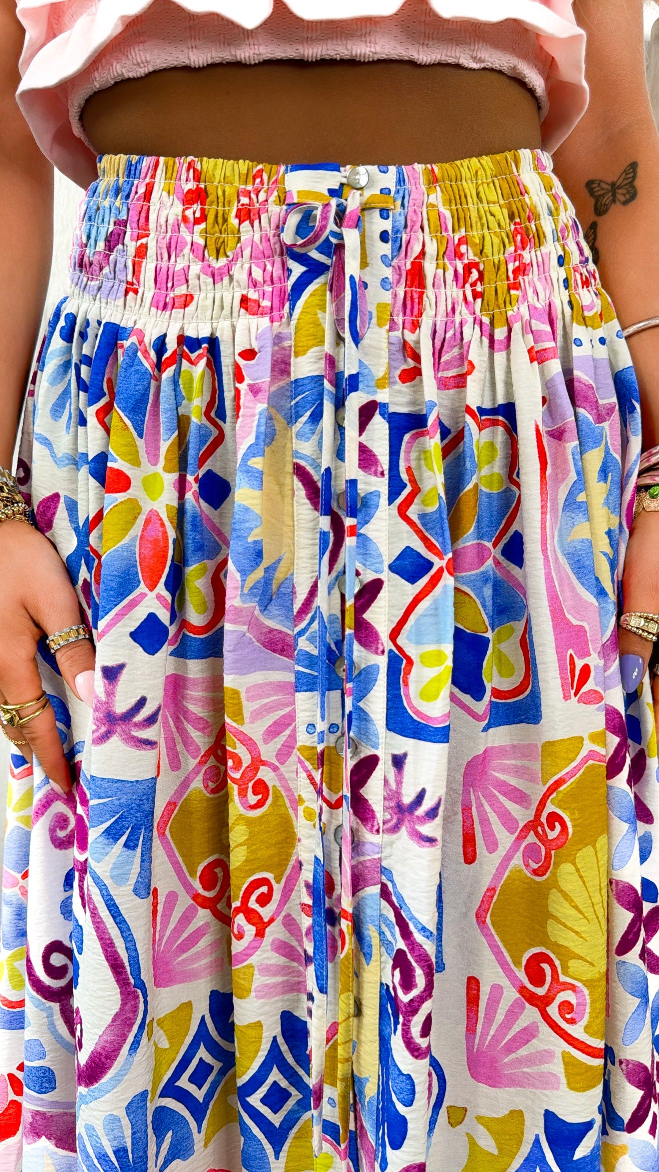 Dichroic Glass Midi Skirt,  Blue Mustard