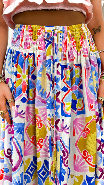 Dichroic Glass Midi Skirt,  Blue Mustard