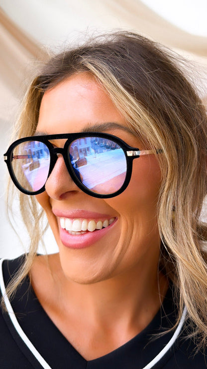 Mykonos BlueLight Velvet Glasses, Black