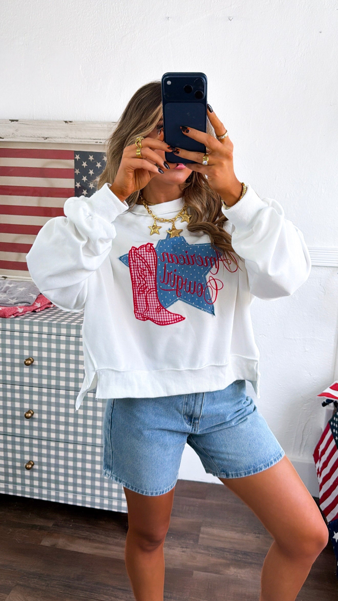 American Cowgirl Crewneck, Off White