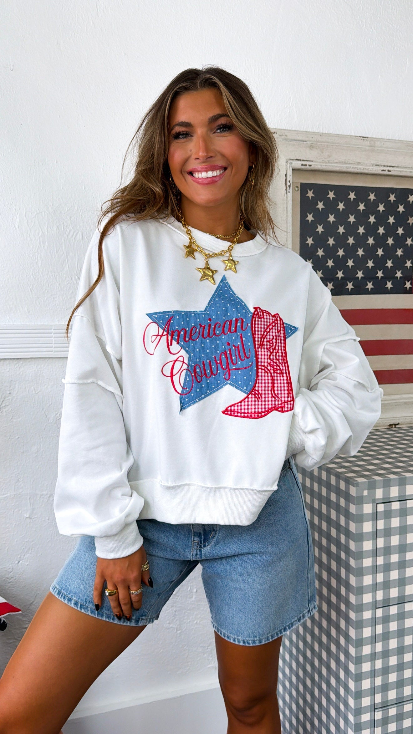 American Cowgirl Crewneck, Off White