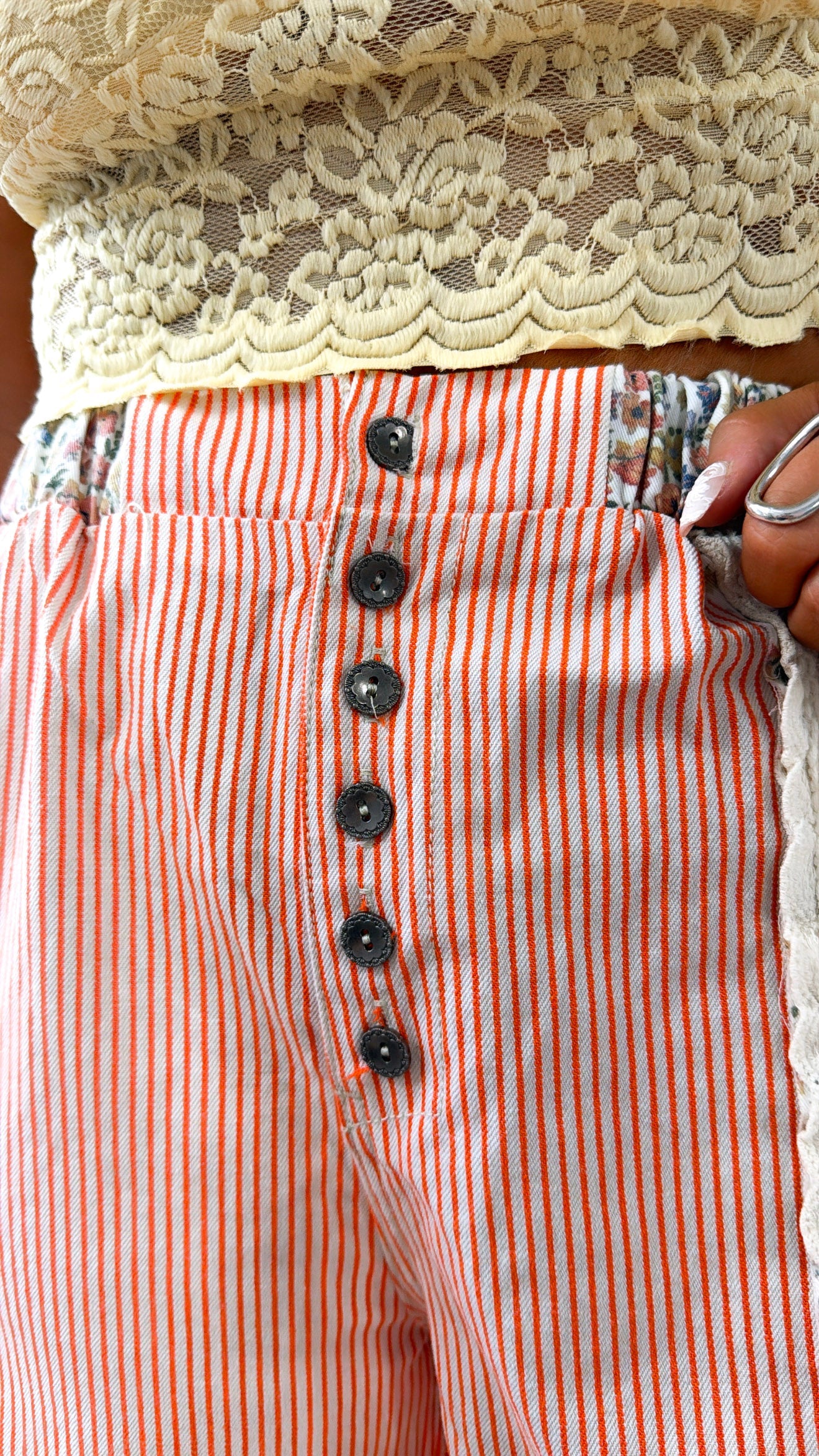 Hempstead Patchwork Joggers, Orange Stripe