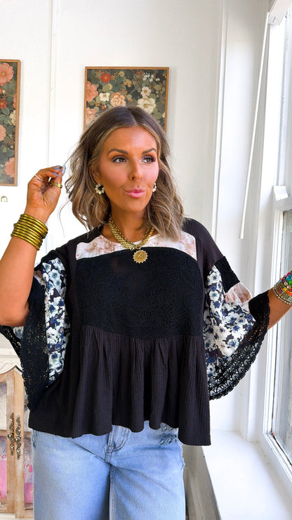 Picnic Day Blouse, Black