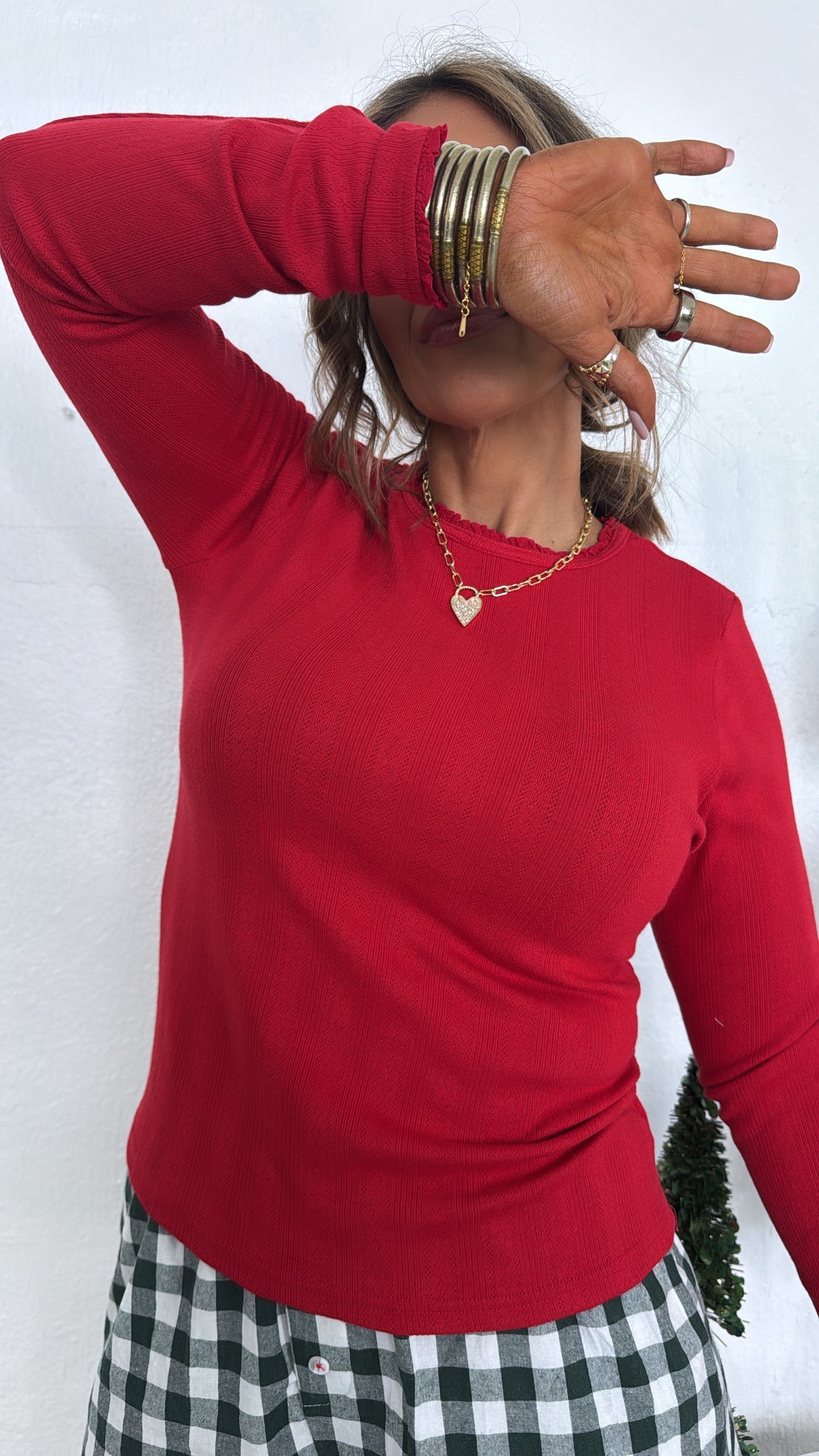 Anora Long Sleeve, Cherry