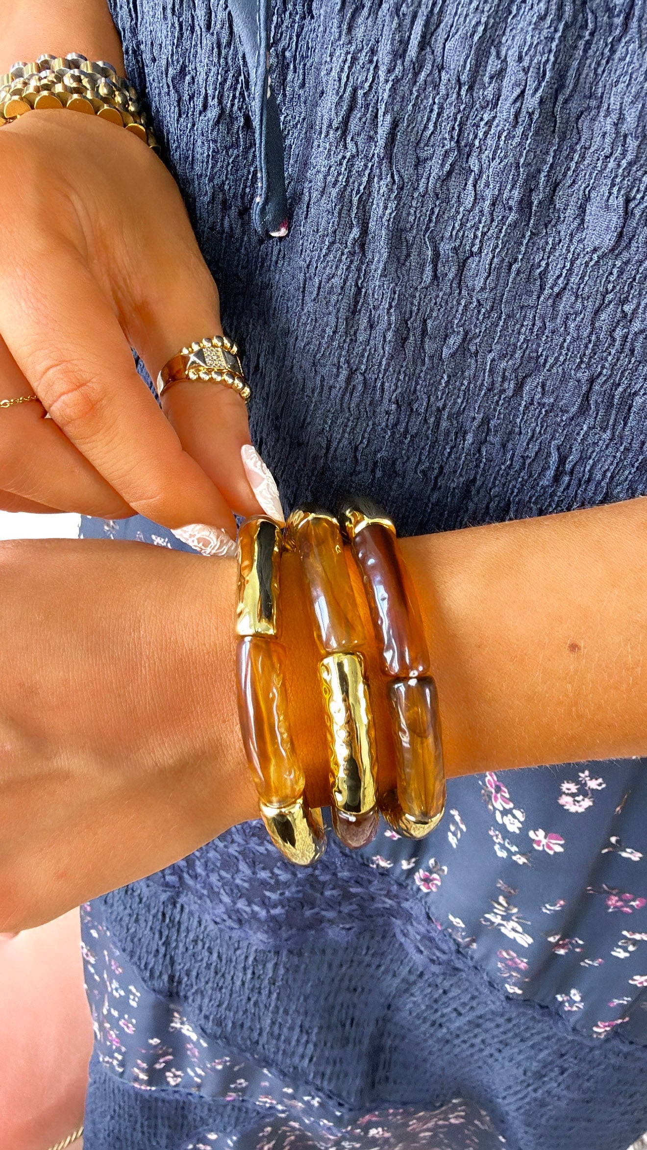 Golden Meadow Bracelet Stack, Tortoise / Gold