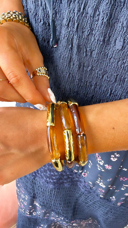 Golden Meadow Bracelet Stack, Tortoise / Gold
