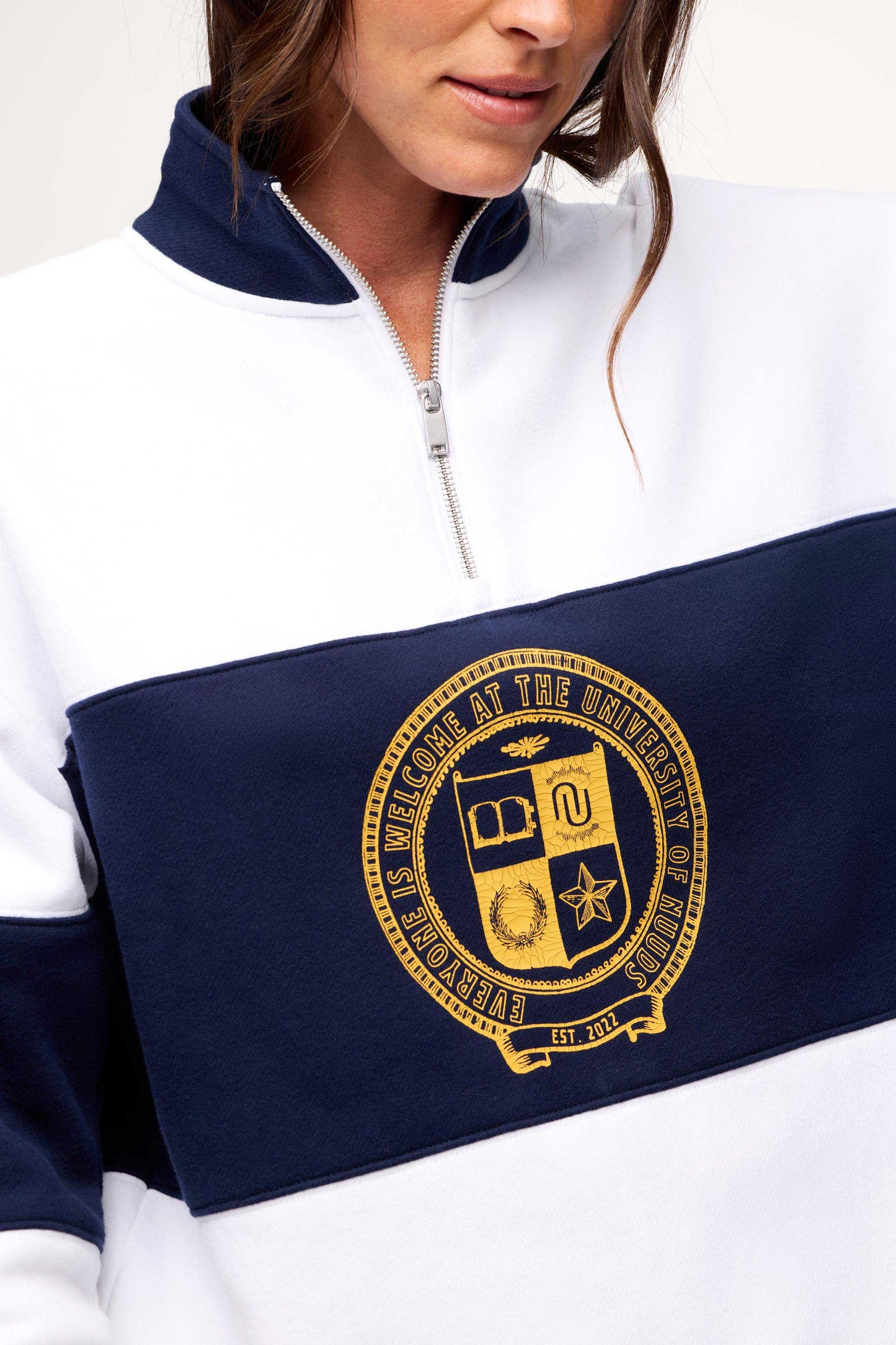 Campus Quarter-Zip | White/Navy