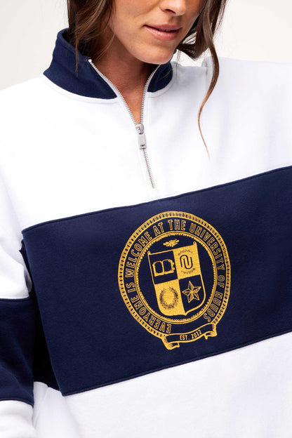 Campus Quarter-Zip | White/Navy