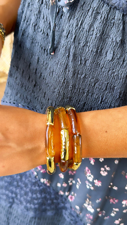 Golden Meadow Bracelet Stack, Tortoise / Gold
