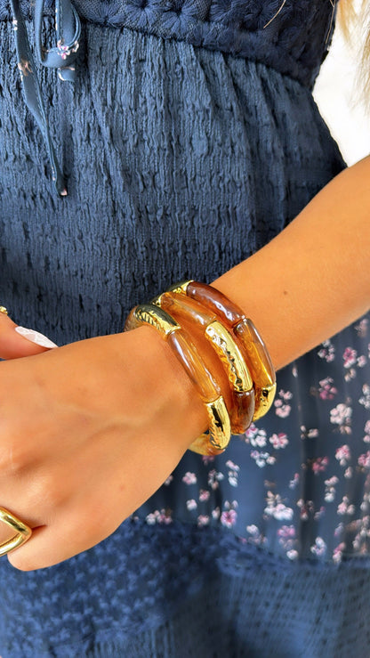 Golden Meadow Bracelet Stack, Tortoise / Gold