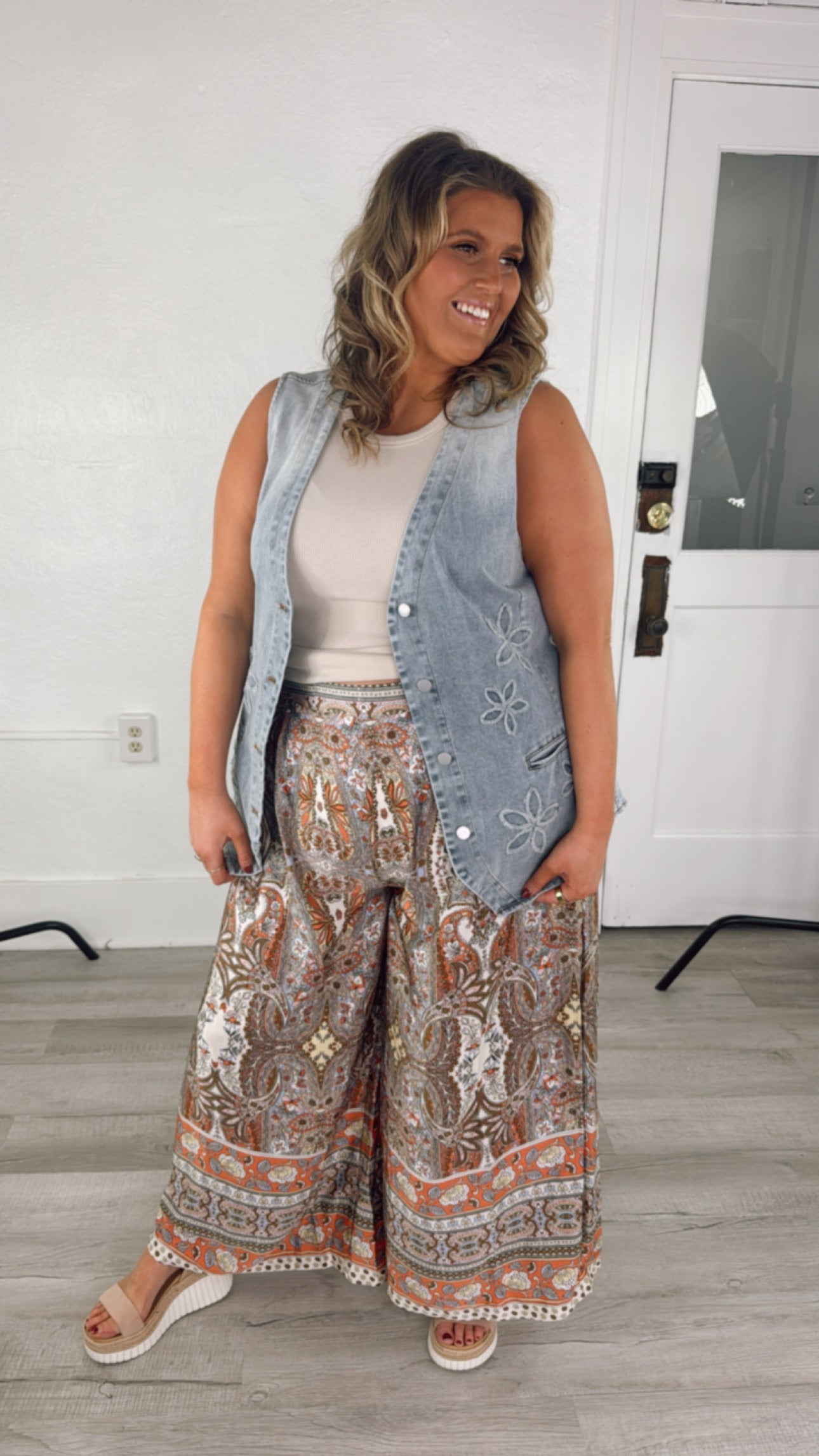 Bloom & Vine Floral Patch Denim Vest
