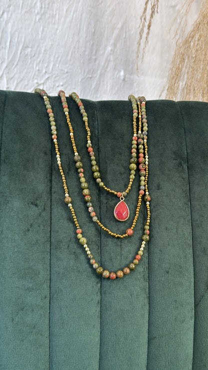 Oceans Echo Necklace, Olive