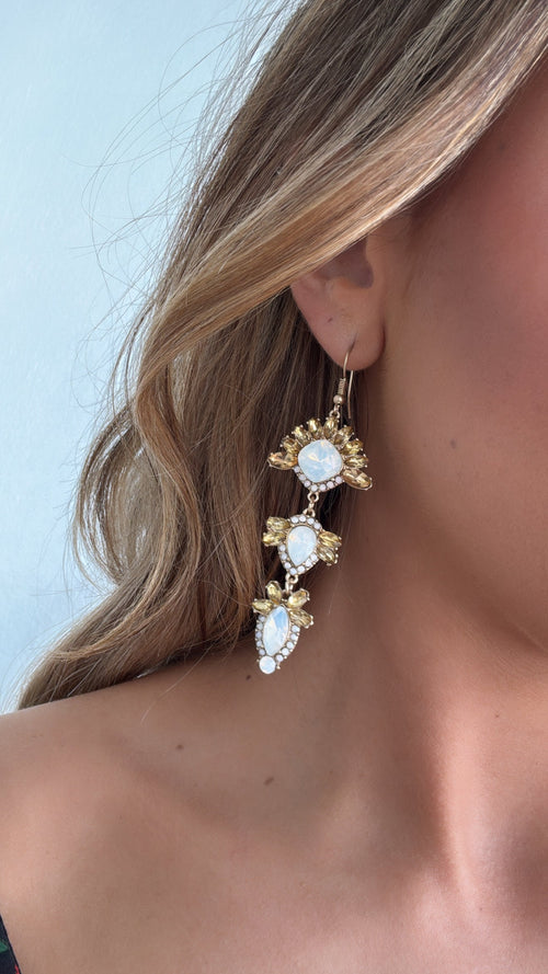 Jane Marie Vintage Maximalist 3 Tier Opal Earring