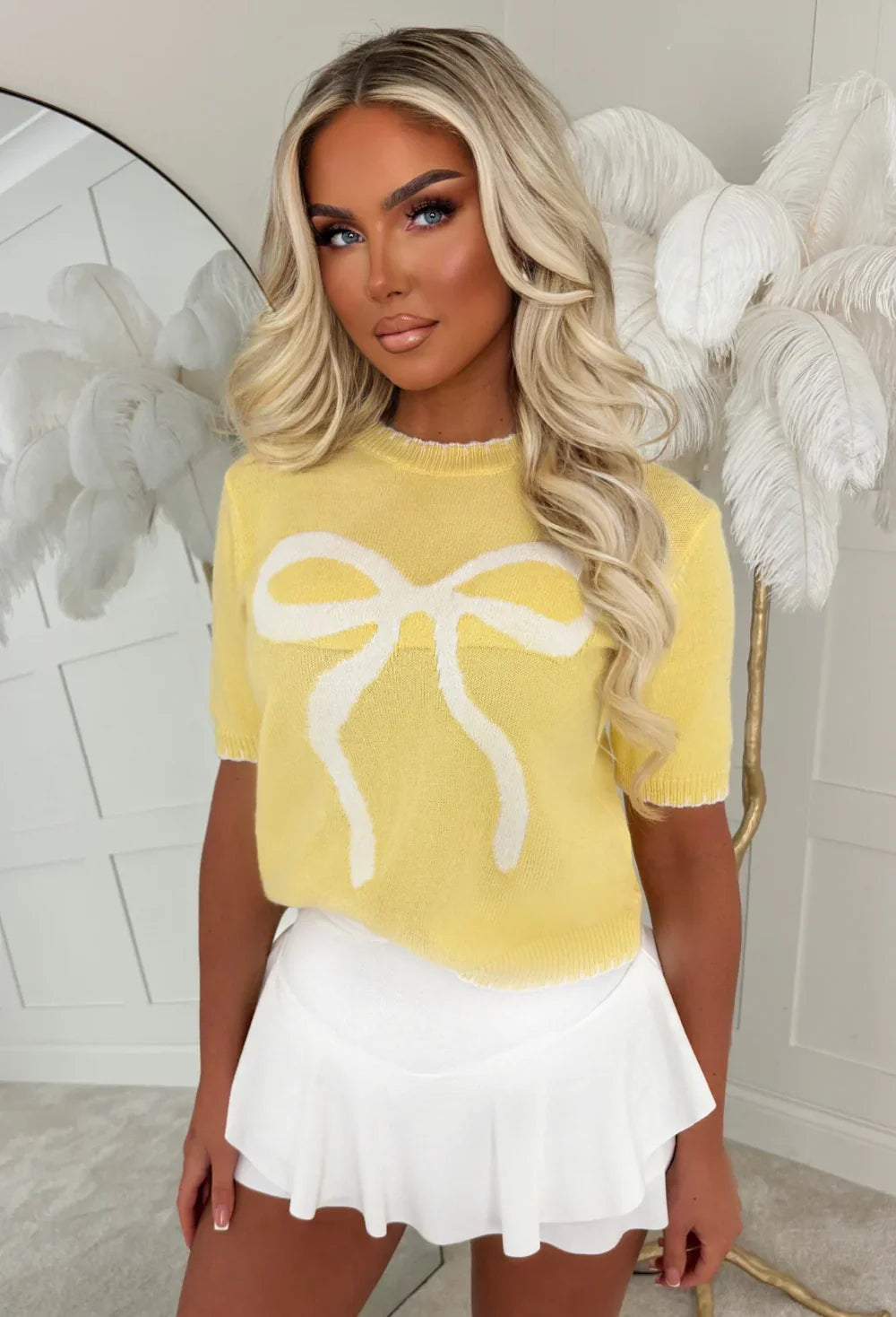 Baby Luxe Lemon Ultra Soft Short Sleeve Bow Jumper