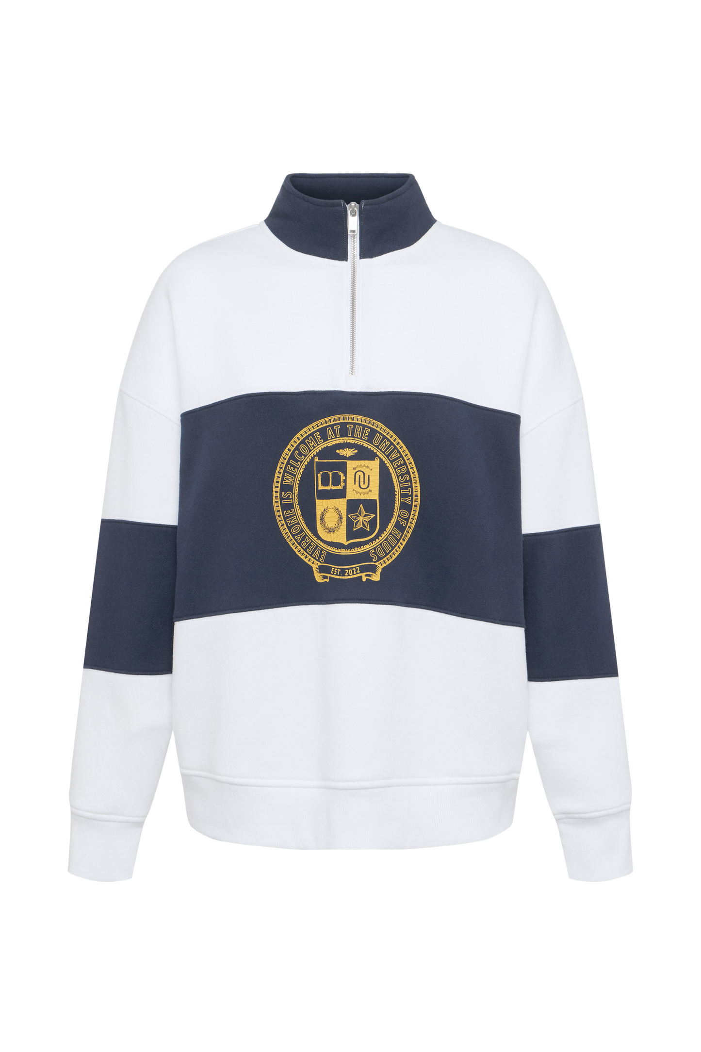 Campus Quarter-Zip | White/Navy