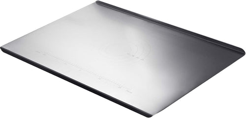 Heavy-duty stainless steel cutting board for the kitchen, with raised edges, non-slip surface, and knife protection