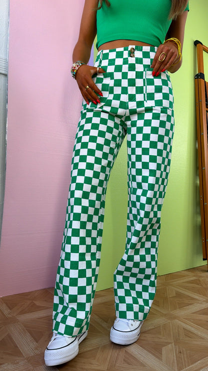 Finish Line Checkered Pant, Green