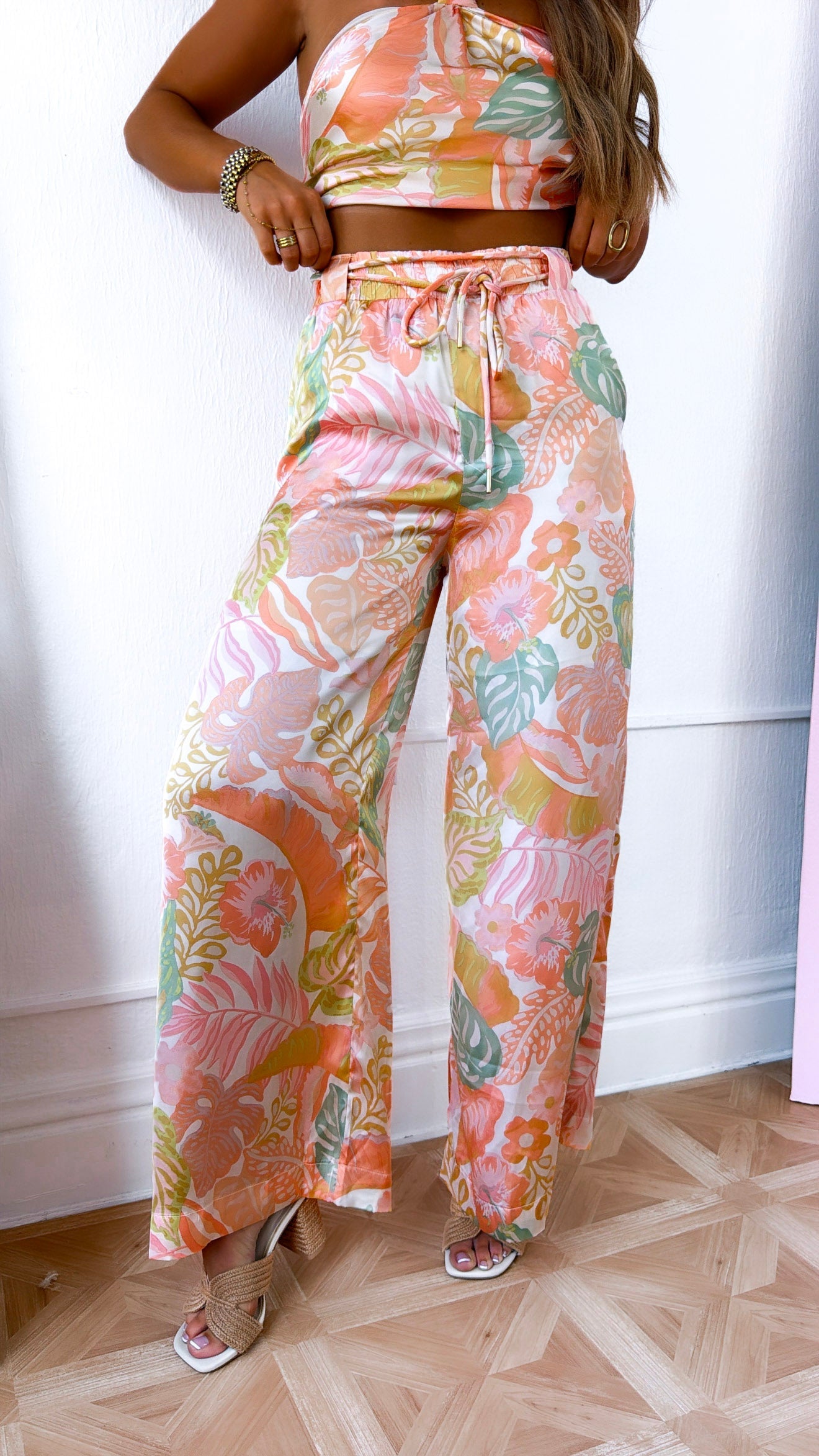 Isla Bloom Haltered Two Piece Set, Apricot Multi