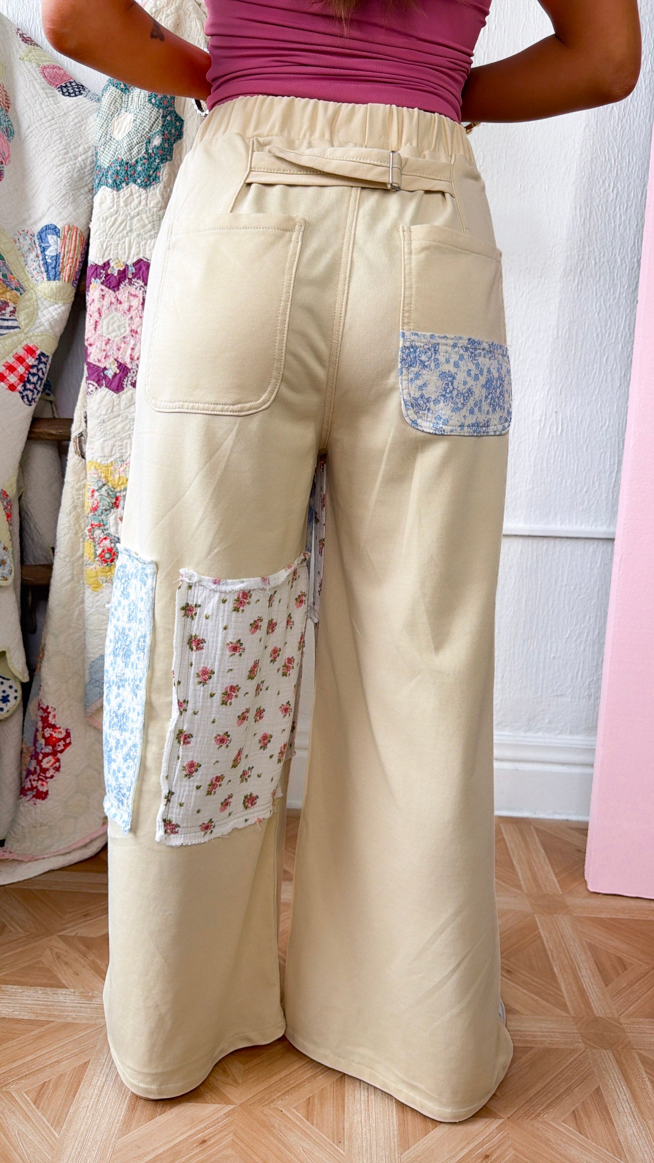 Honey Bun Patched Pant, Natural/Multi