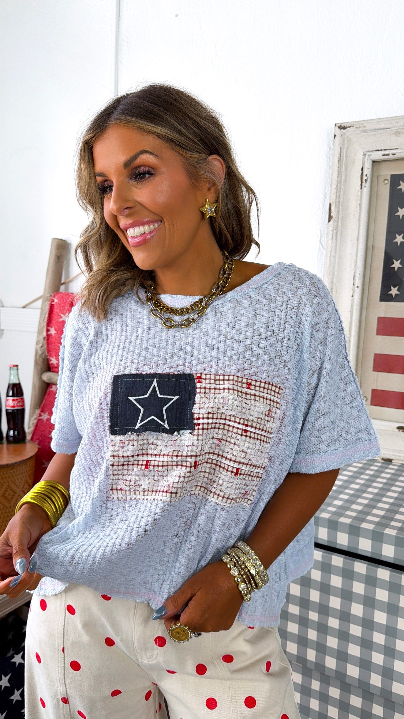 American Dream Knit Top, Powder Blue