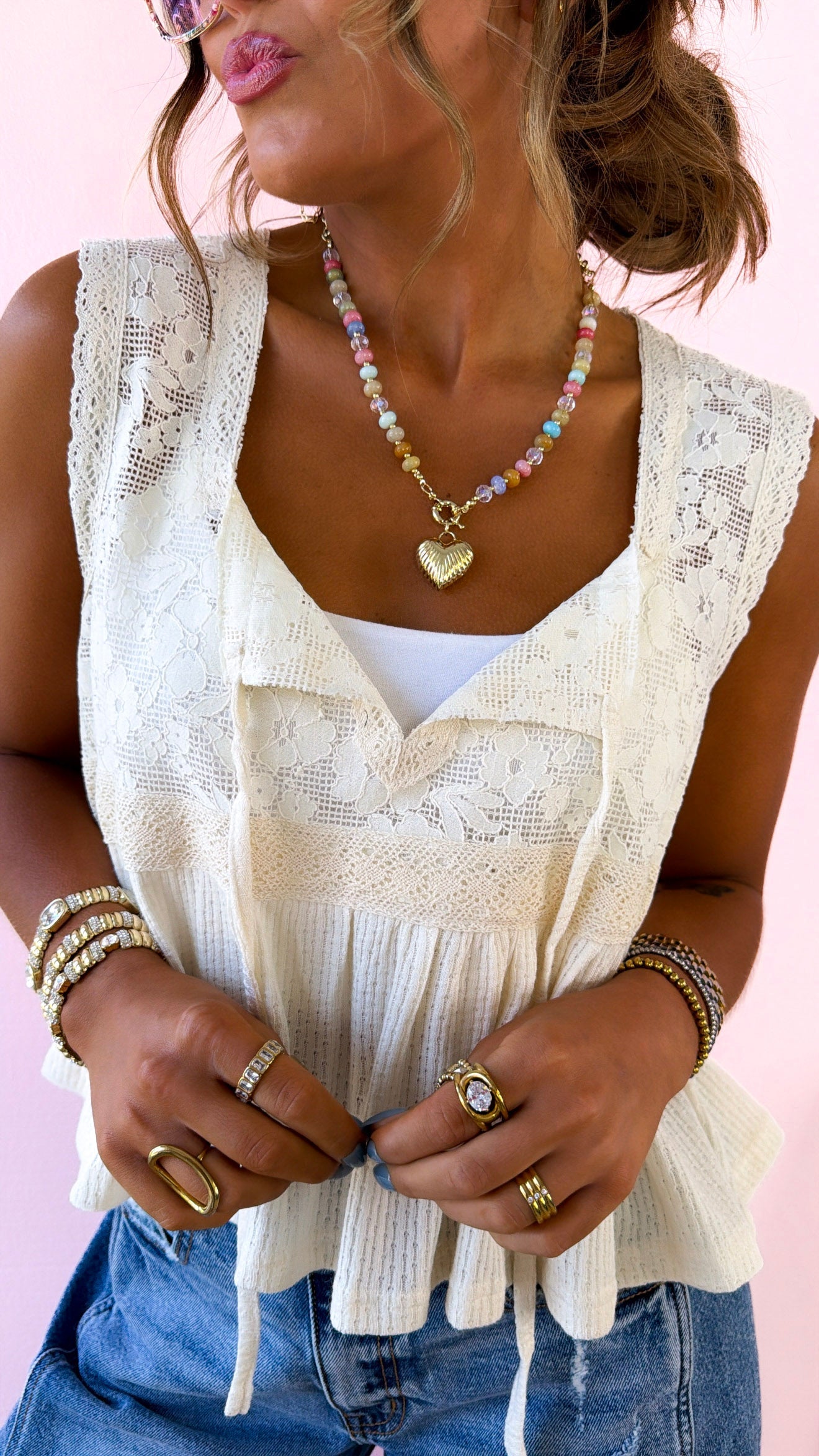 Breeze Bloom Tank Top, Cream
