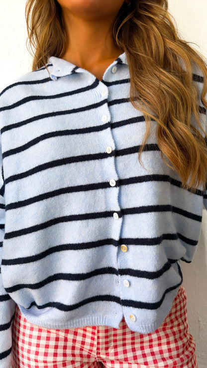 Piper Striped Cardigan, Lt.Blue