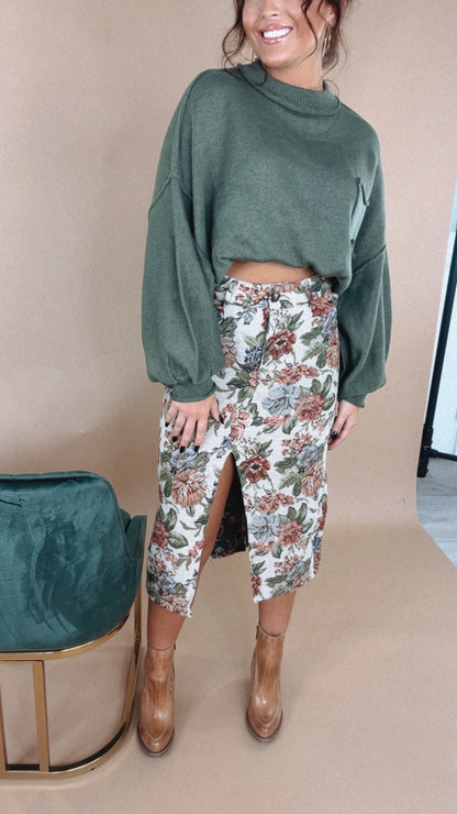 ECB Exclusive: Magnolia Tapestry Midi Skirt
