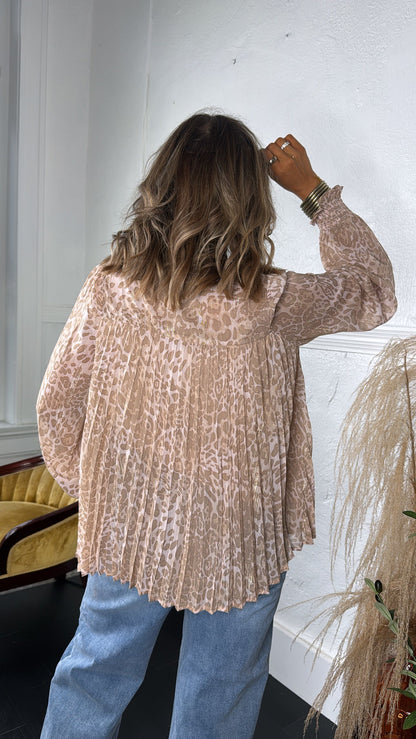 Camella Cheetah Print Blouse, Blush Multi