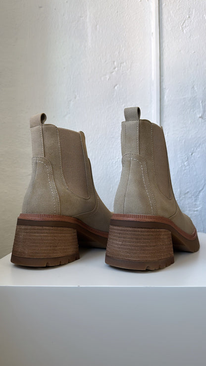 Amber Suede Lug Sole Bootie, Sand