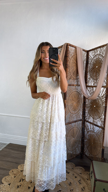 Penelope Floral Maxi Dress, Ivory Cream