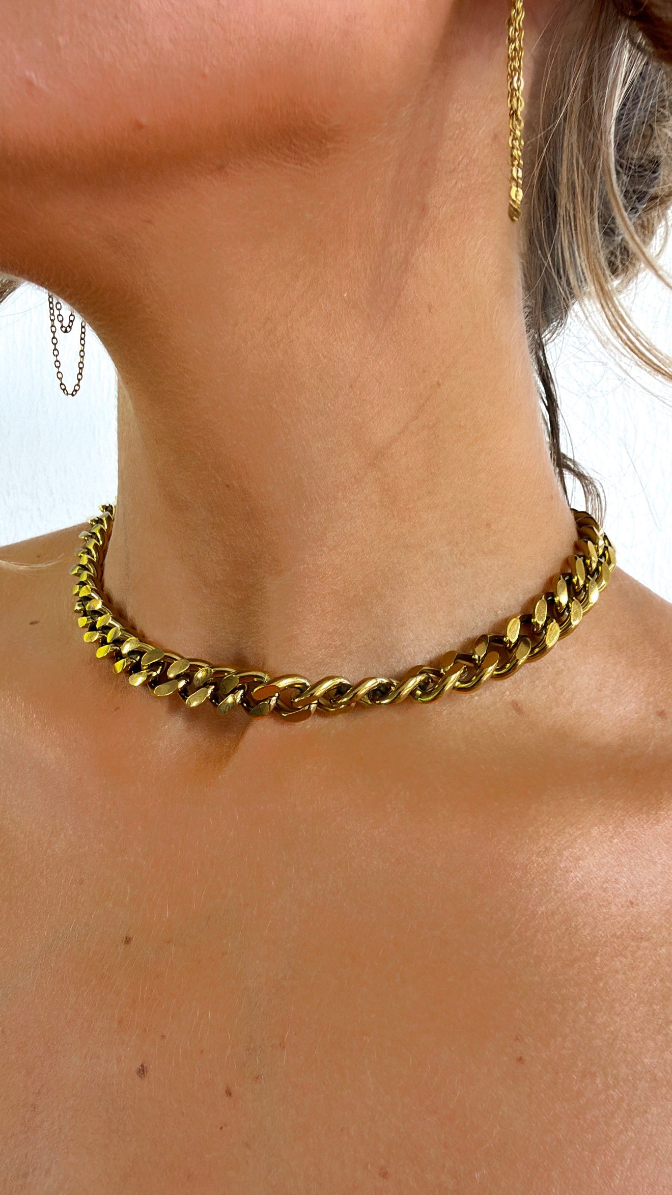 Chunky Shiny Chain Necklace,  Gold