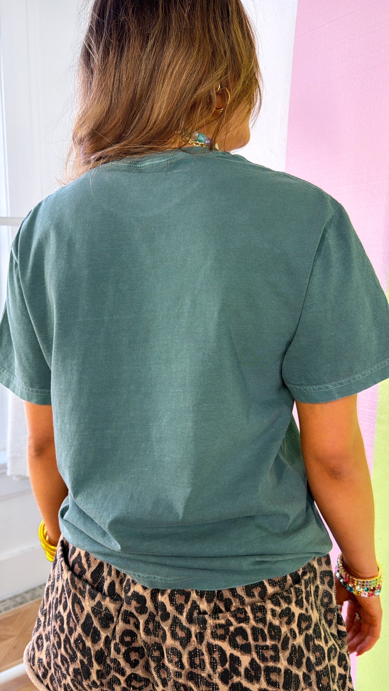 Feeling Lucky Patchwork Graphic Tee, Washed Green