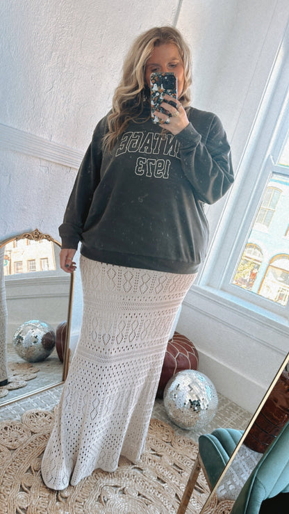 Crochet Midi Skirt, Taupe