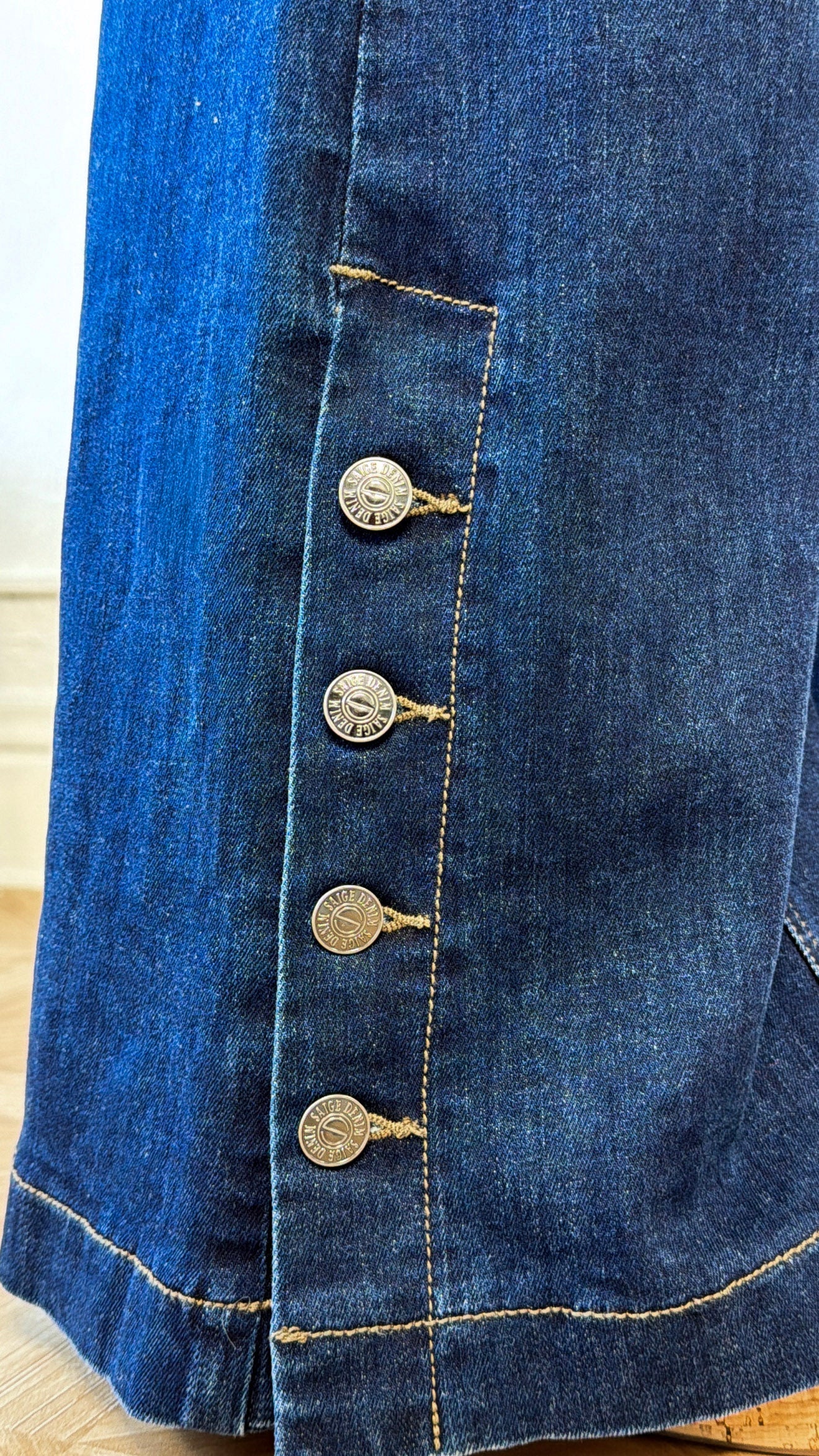 Kai Wide Leg Button Slit Denim, Dark