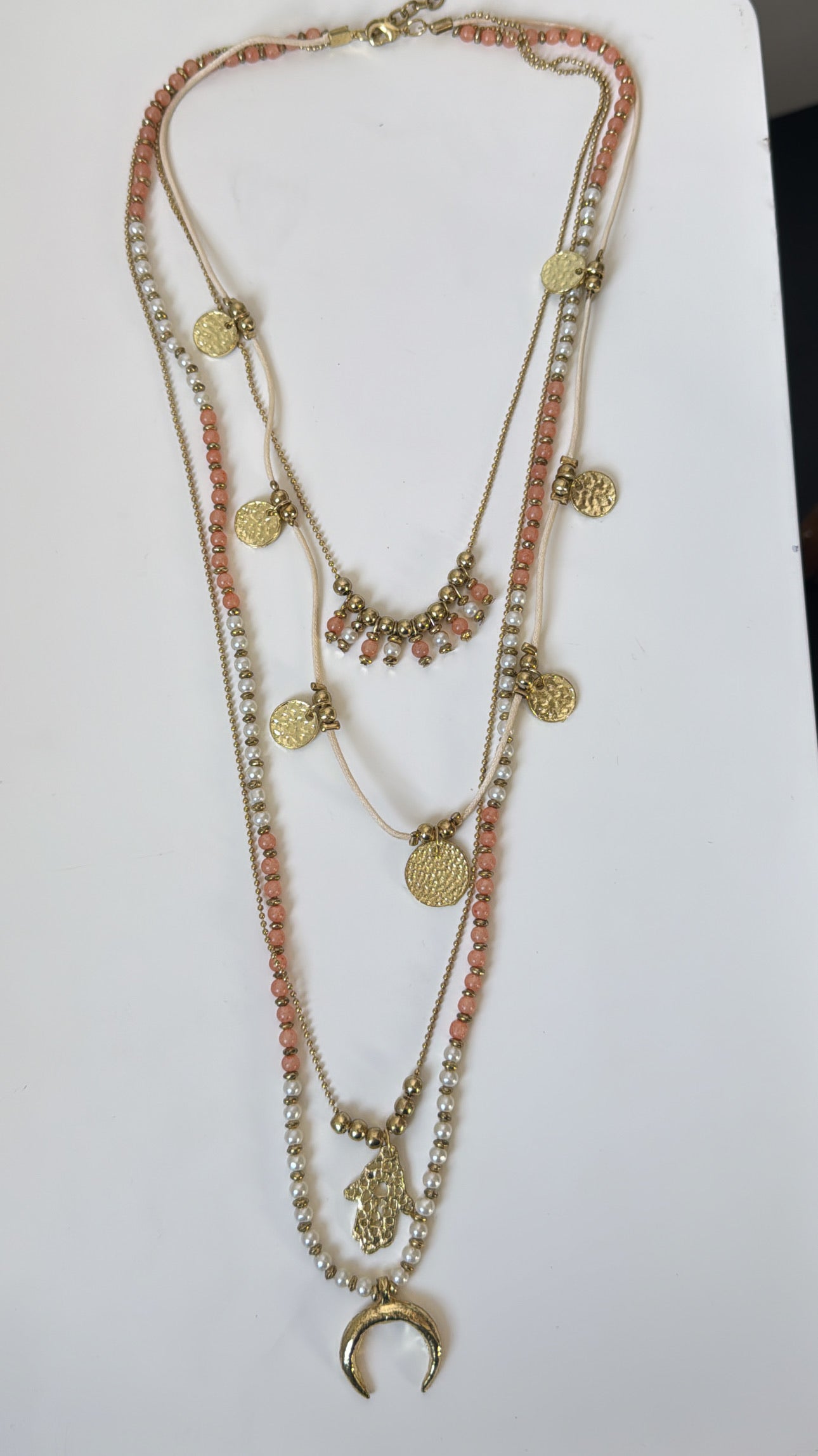 Poem Song Necklace, Coral/Pearl