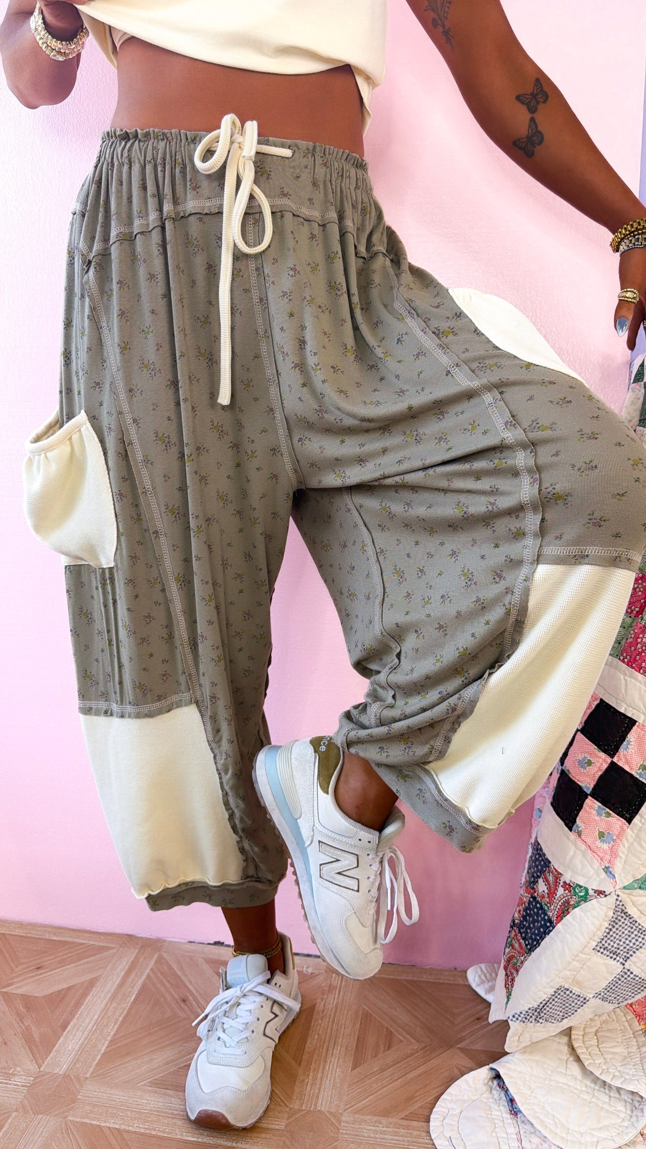 Oliver Oversized Joggers, Sage Multi